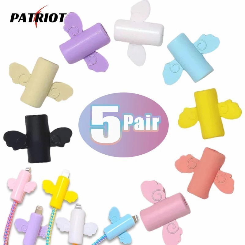 1/5 คู่ Angel Wings Cable Protector - สําหรับ Type-C, Android, USB, สําหรับ iOS - Anti-Break สายไฟฝาครอบป้องกัน - สายชาร์จโทรศัพท์ - Universal, สีสัน, นุ่ม, ซิลิโคน