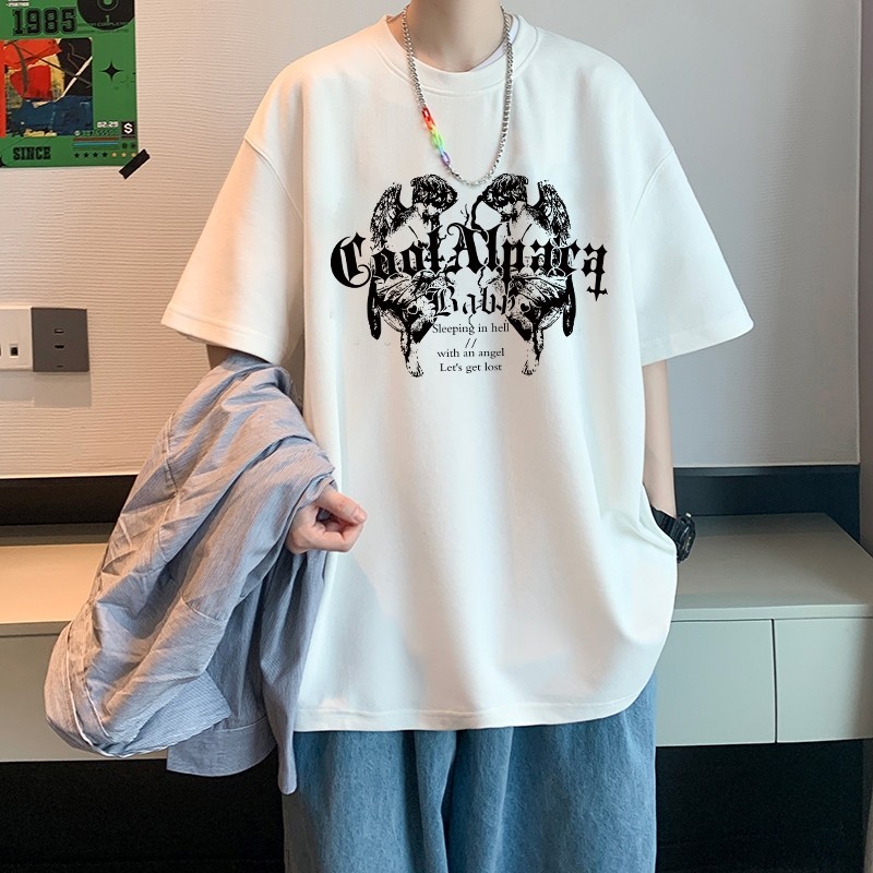 QK เสื้อยืดผู้ชาย oversize cotton100 คอกลมแขนสั้น สไตล์เกาหลีแฟชั่น T1456