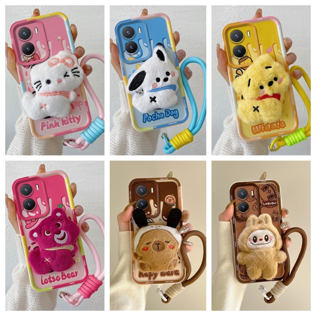 เคส Vivo Y16 4G เคส Vivo Y56 5G เคสเข้ากันได้กับมือวางตุ๊กตาน่ารักเคสโทรศัพท์แบบนุ่ม BB-MRPP