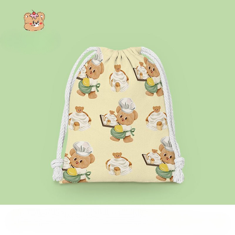 [1692 คนที่สะสม] กระเป๋าเชือก Butter Bear กระเป๋าเก็บของสำหรับนักเรียน กระเป๋าใส่ของใช้ส่วนตัวแบบพกพา