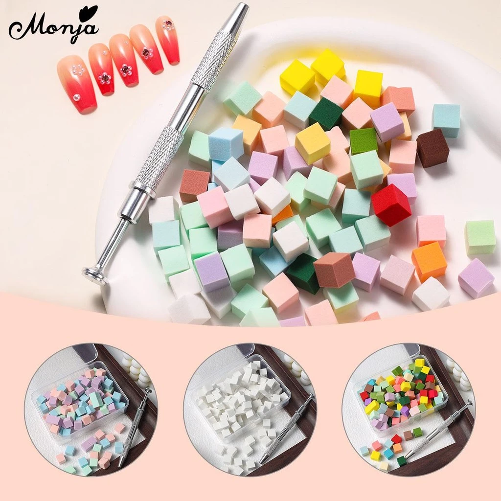 Monja ฟองน้ําจับคลิปชุดปากกา Pat Coloring Stamping Soft โฟม Gripper เล็บฟองน้ํา เล็บออกแบบเครื่องมือ