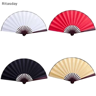 Ritasday สไตล์จีนมือถือพัดลมเปล่าผ้าไหมผ้าพับพัดลม Party งานแต่งงาน Decor ใหม่