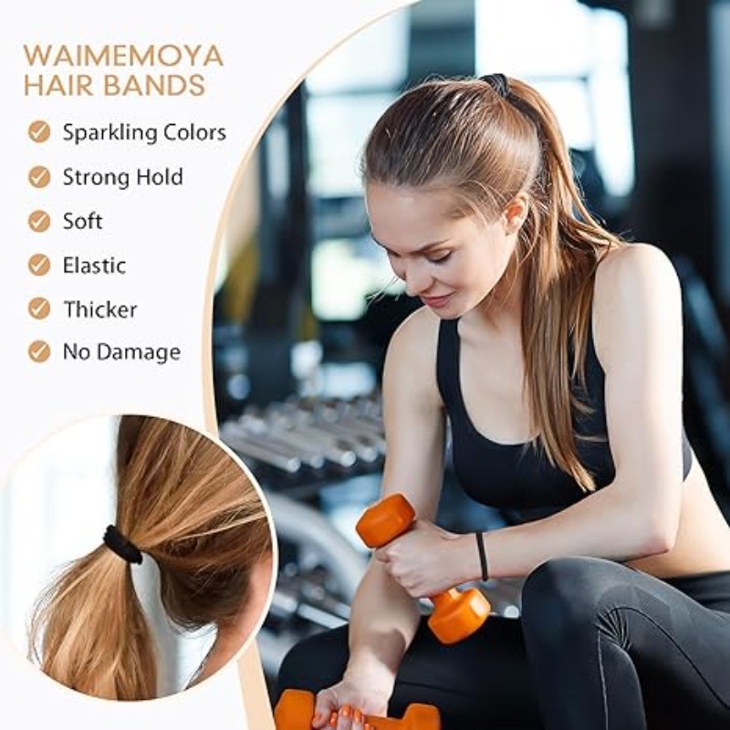 10/30/50ชิ้นสีดํายางรัดผมยืดหยุ่นสูง/เชือกผมอเนกประสงค์เกาหลีที่เรียบง่าย/ผ้าฝ้ายไม่มีรอยต่อผู้ถือผมหางม้า - รูปที่ 2