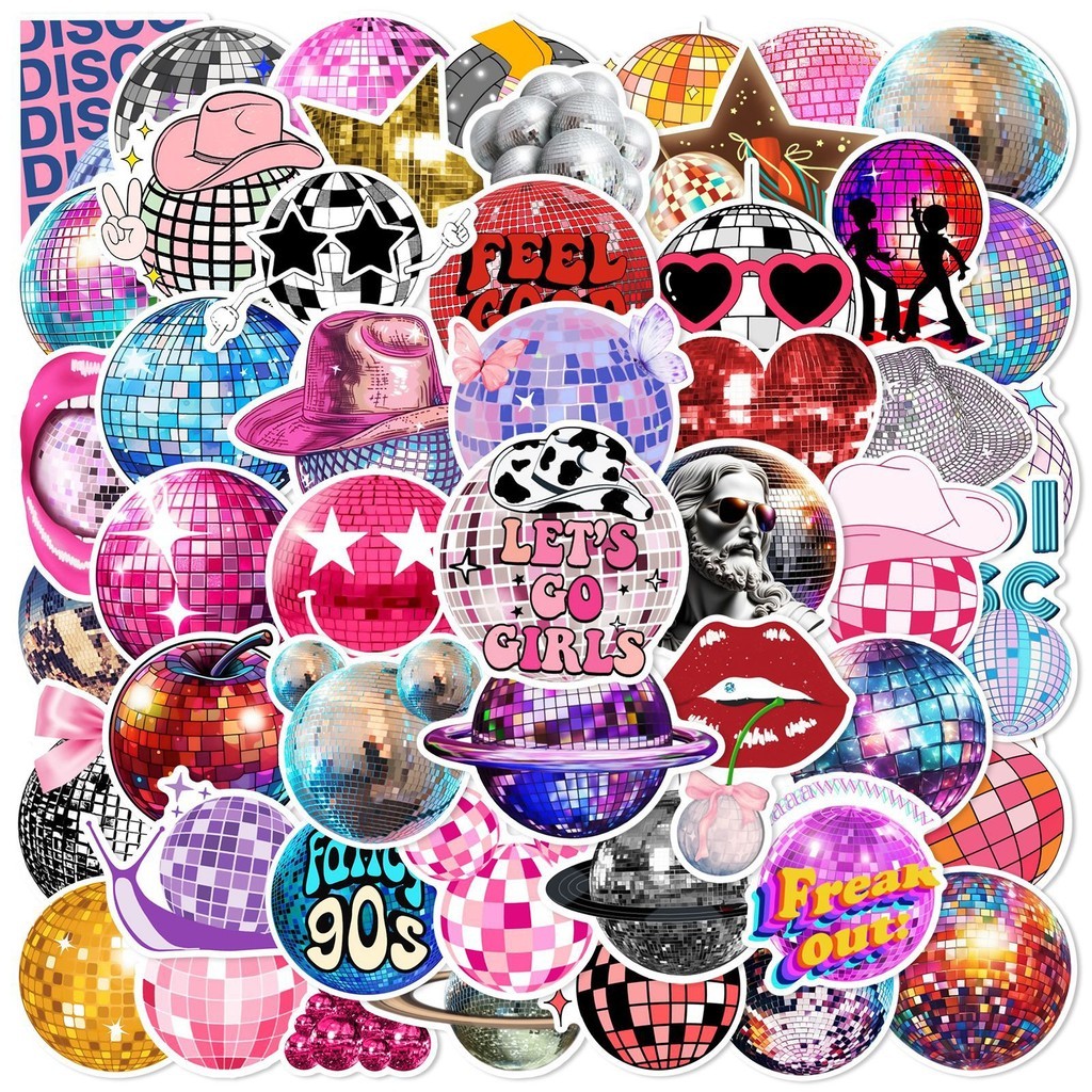 💥พร้อมส่ง💥 Disco Ball 50ชิ้น INS Downtown Y2K Girls INS sticker สติกเกอร์กันน้ำ ลูกบอลดิสโก้
