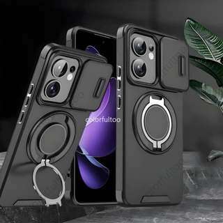 เกราะกันกระแทกเคสโทรศัพท์สําหรับOppo Reno 14F 13F 13 Pro Reno13F Reno13Pro Reno14F 15F S 4G 5G Pushดึงสไลด์กล้องเลนส์ป้องกันHardปลอกปกหลังพร้อมผู้ถือแหวนโลหะ