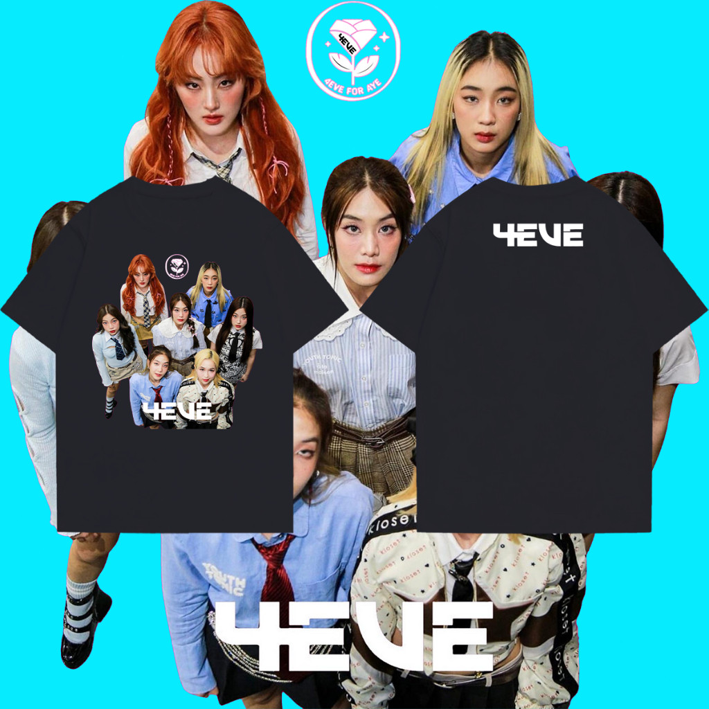 เสื้อยืดพิมพ์ลายแขนสั้นผ้าฝ้าย 4eve