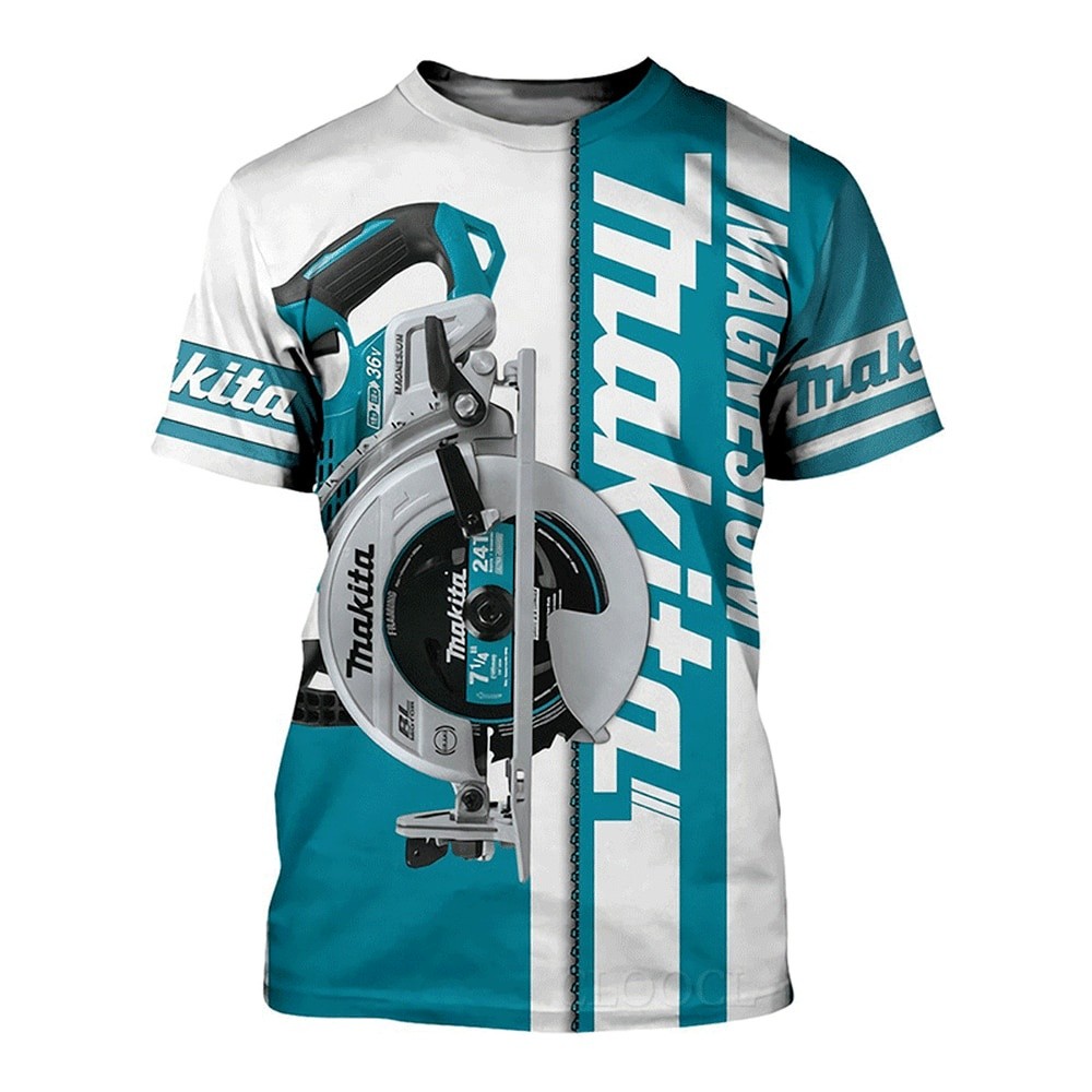 เสื้อยืดแขนสั้น Makita 3D พิมพ์ภาพ 3D 2025 cmakita Tool บุคลิกภาพสําหรับผู้ชายและผู้หญิง