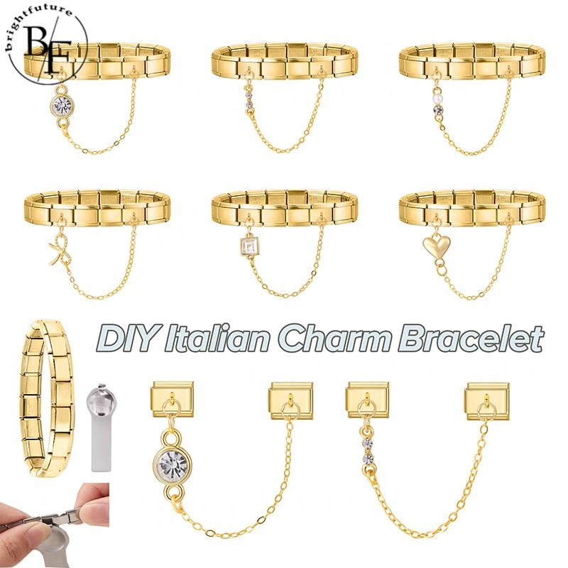 Gold Love Heart จี้อิตาเลี่ยน Charm สร้อยข้อมือ Fit 9 มม.สร้อยข้อมือสแตนเลส DIY เครื่องประดับทําอุปกรณ์เสริม Retro บุคลิกภาพโมดูลสร้อยข้อมืออุปกรณ์เสริม