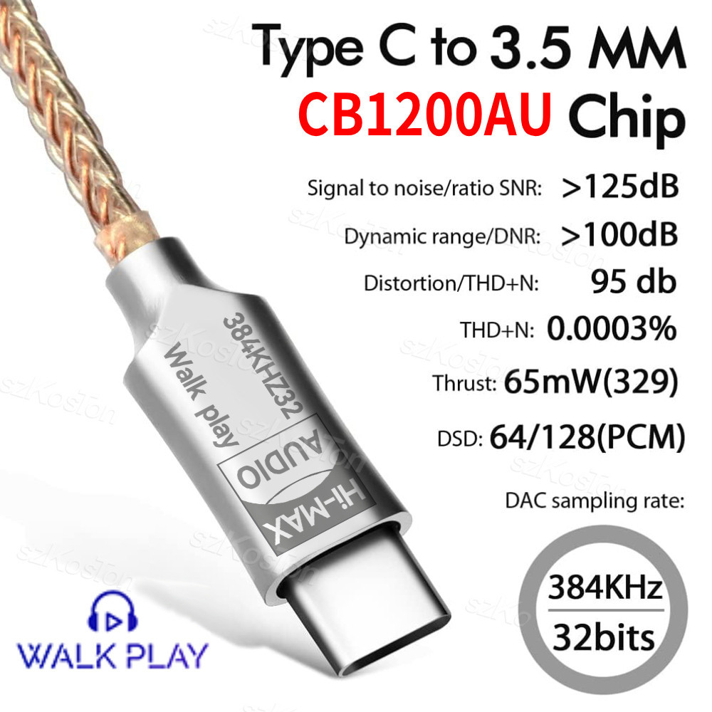 ประเภท C ถึง 3.5 มม.32 B/384kHz อินเทอร์เฟซเสียง CB1200AU DAC HiFi เครื่องขยายเสียงหูฟัง IEM AMP สมาร์ทโฟนอะแดปเตอร์สําหรับ iPhone15 Samsung ฯลฯ