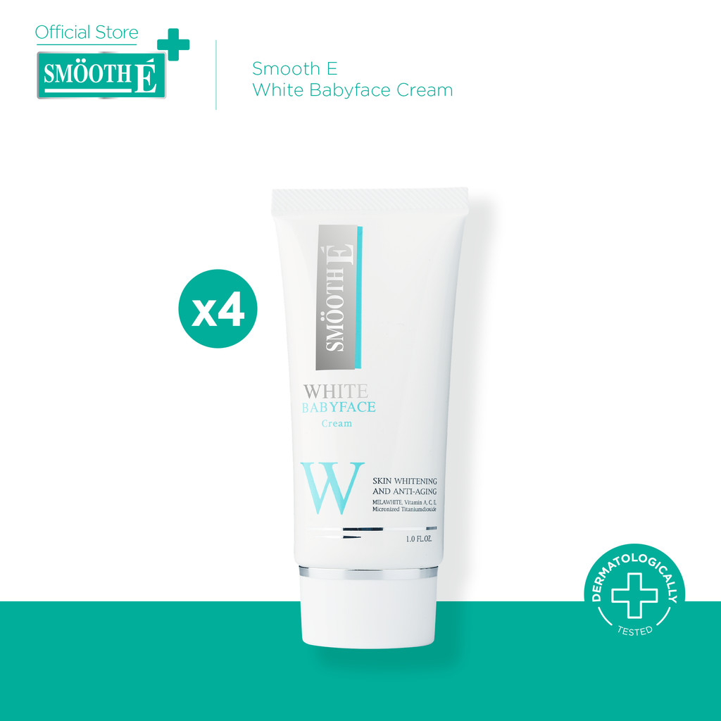 [แพ็ค 4] Smooth E White Babyface Cream 30g. ครีมกันแดด สะท้อนรังสี UV ด้วย SRF100 ผิวขาวเนียนใส สูตร