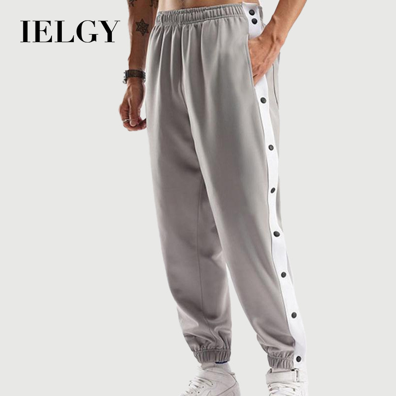 IELGY กางเกงวอร์มผู้ชายบางไมโครยืดหยุ่นระบายอากาศปิดอย่างรวดเร็ว