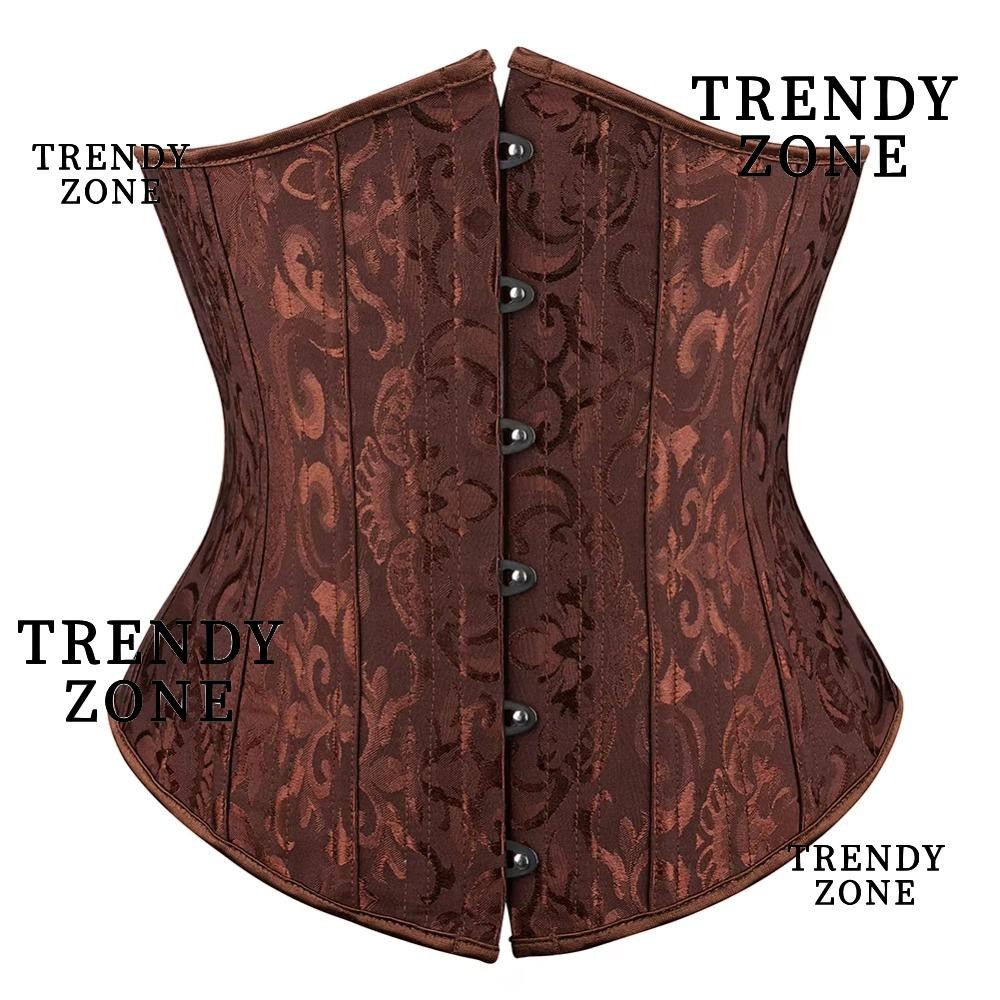 Trendyzone Jacquard Underbust Corset, ผู้หญิงของขวัญรัดตัว Bustier Top, สีดําสีขาวสีน้ําตาลเอวการฝึกอบรม Cincher 26 เหล็กกระดูกเอว Shaper
