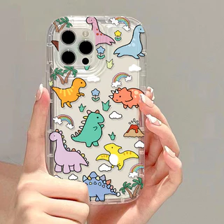 สำหรับ for IPhone 17 11 13 16 14 15 12 Pro Max 6 7 8 Plus X XR XSMAX SE เคสนิ่มใสถุงลมนิรภัยกันกระแทกการ์ตูนน่ารัก