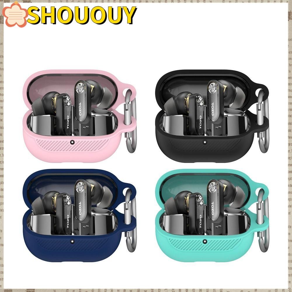 Shouuy ฝาครอบป้องกัน, หูฟังซิลิโคนป้องกันรอยขีดข่วน, พร้อมพวงกุญแจเคสกันกระแทกสําหรับ TOZO Crystal Pods อุปกรณ์เสริมหูฟัง