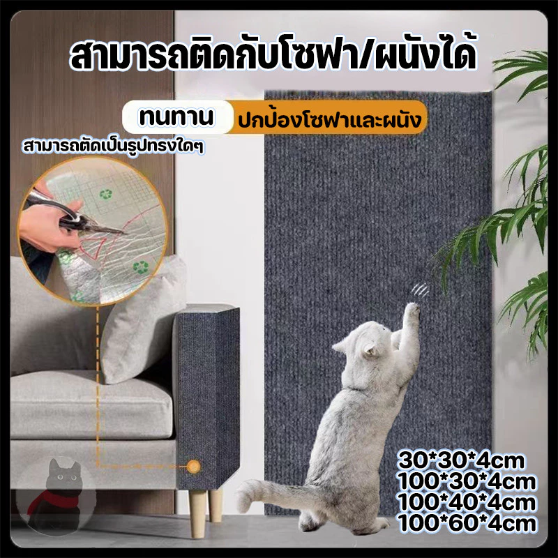 พรมลับเล็บแมว ที่ฝนเล็บ มีกาวในตัว กันรอยข่วนได้ดี แผ่นแมวปีน ที่ลับเล็บแมว แผ่นกันข่วน ที่กันแมวข่วน ถนอมโซฟา