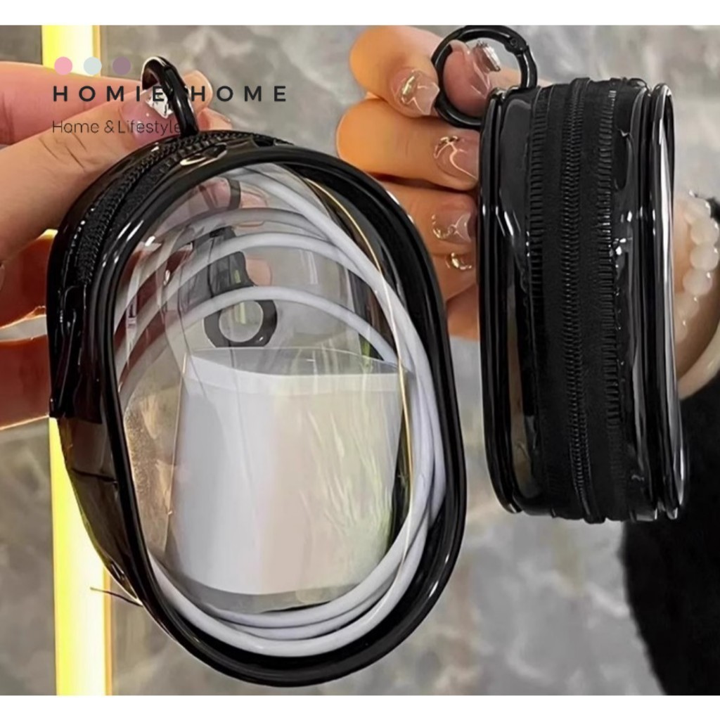 HH-1199 กระเป๋าใส่ตุ๊กตา 10cm กระเป๋าใสใส่สายชาร์จ มีที่ห้อย มีซิป ซองใส่ตุ๊กตา