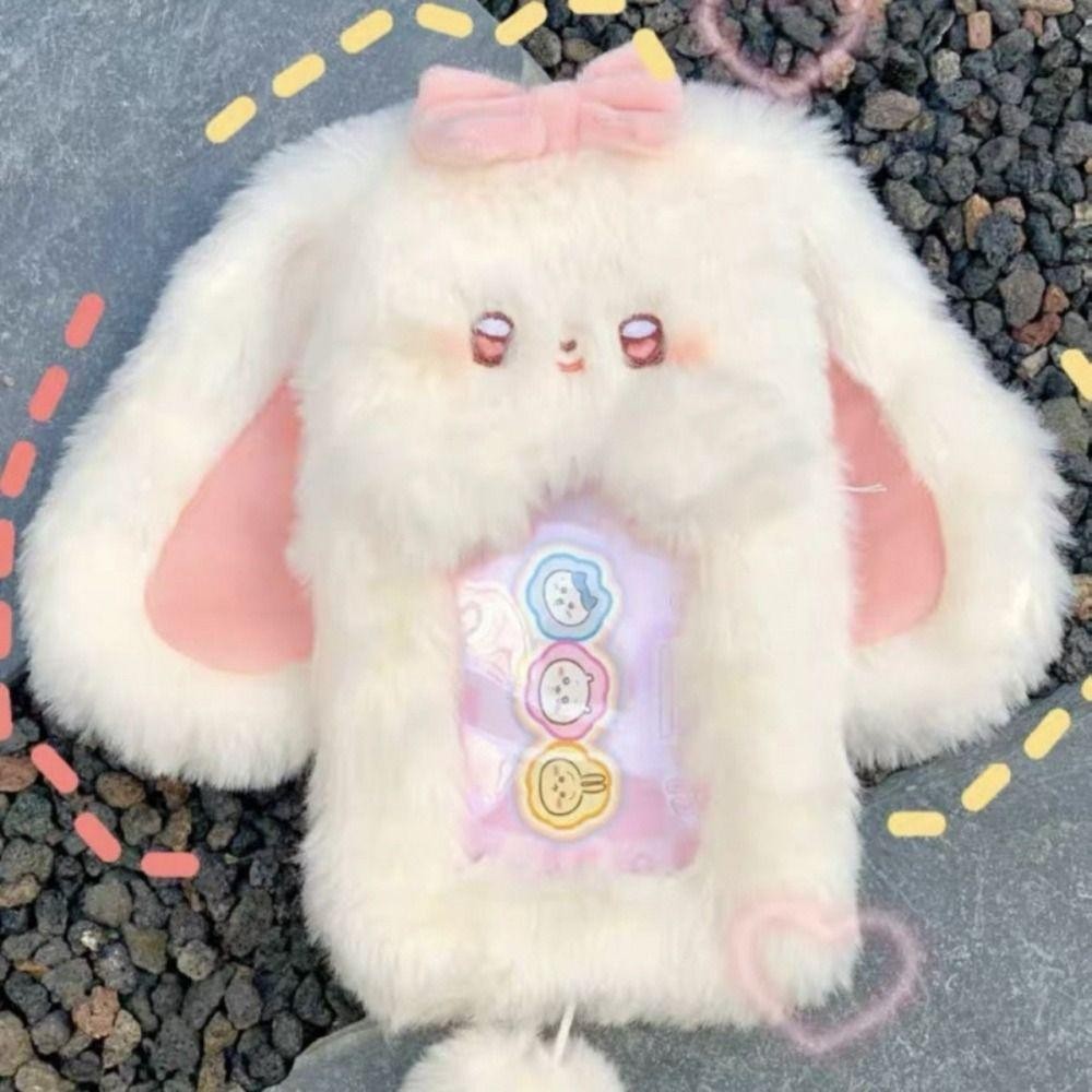 Janelaxe932 Photocard , กระต่าย/สุนัข/แมวกระต่ายหูใหญ่/Border Collie Photo Card Holder, Cute Plush Multifunctional Card Student