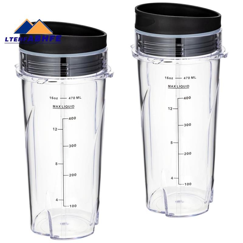 2pcs 16Oz เปลี่ยนถ้วยอุปกรณ์เสริมสําหรับ QB3001SS Fit Compact Personal Blender, พร้อมฝาปิด