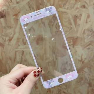 การ์ตูนเต็มรูปแบบกระจกนิรภัยป้องกันหน้าจอสําหรับ iphone 7 8 plus 4 4s 5 5s se 6 6s se2 se3