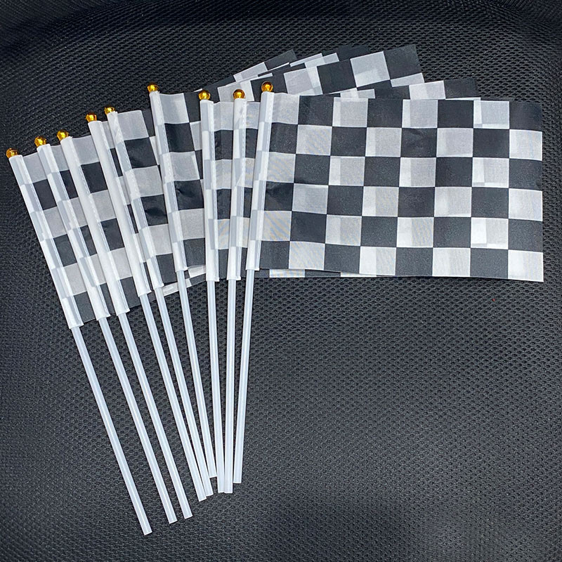 Racer Waving Flag 14*21cm Racing Car Flags สีดําและสีขาว Square Grid HandHeld Flag