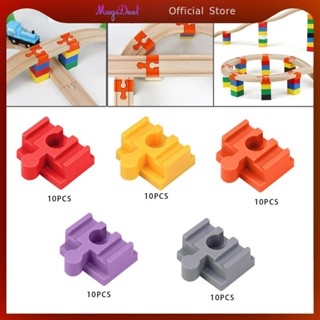 Magideal อุปกรณ์รางรถไฟไม้ 10x, ชุดตัวต่อรางรถไฟสําหรับ