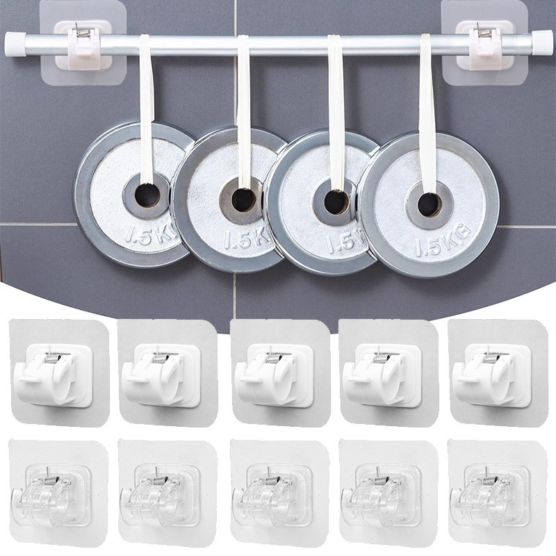 แนะนำ ผ้าม่าน 2/4/6 ชิ้นผ้าม่าน Rod วงเล็บ Self กาวผ้าม่าน Rod ผู้ถือตะขอเล็บฟรีปรับผ้าม่าน Rod Hooks อุปกรณ์ห้องน้ํา ราคาพิเศษ มีเก็บเงินปลายทาง