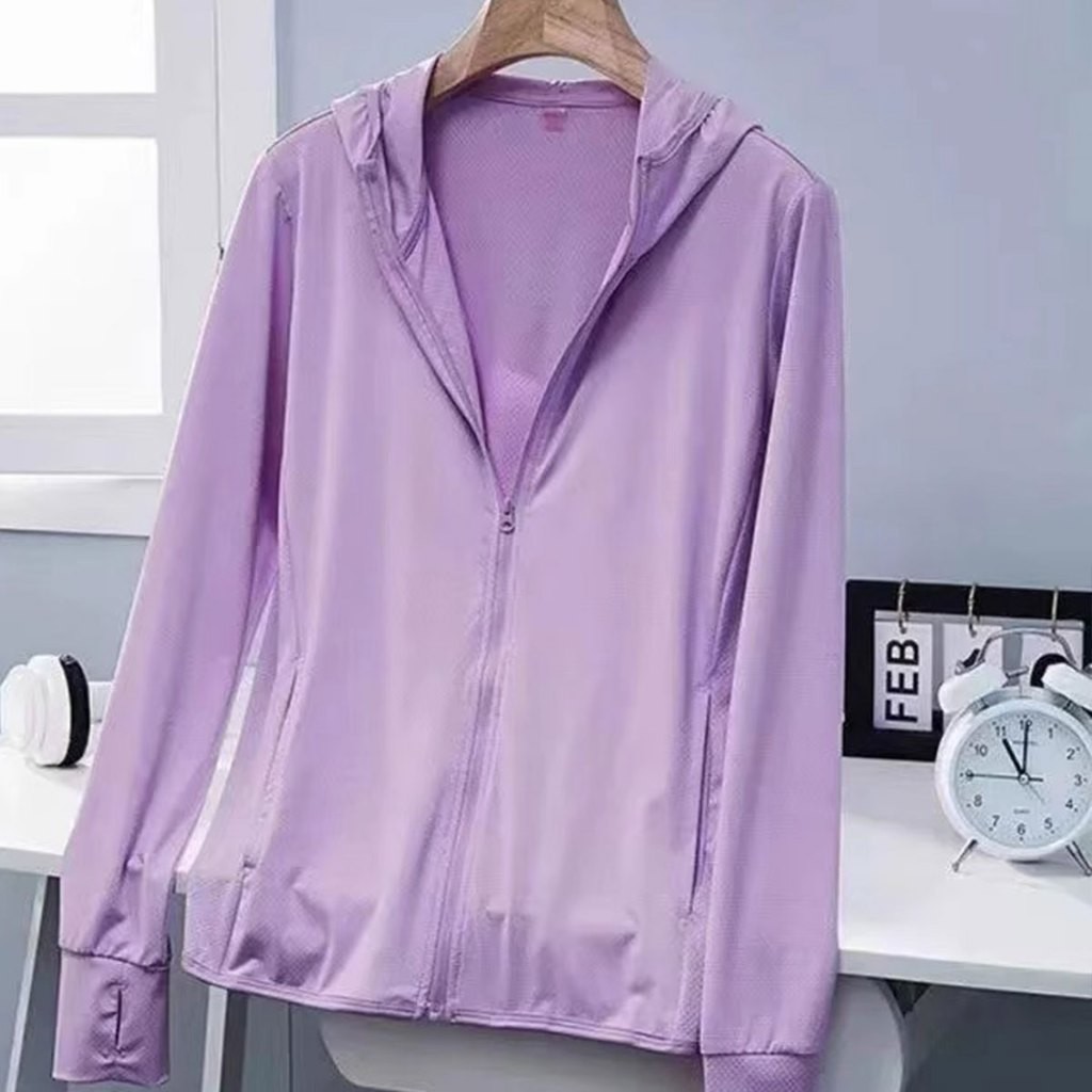 เสื้อผ้าป้องกันแสงแดดสำหรับผู้หญิง เสื้อกันแดด UPF50+ ผ้าไอซ์ สำหรับชายและหญิง ชุดฤดูร้อน แบบบางเบา - รูปที่ 6