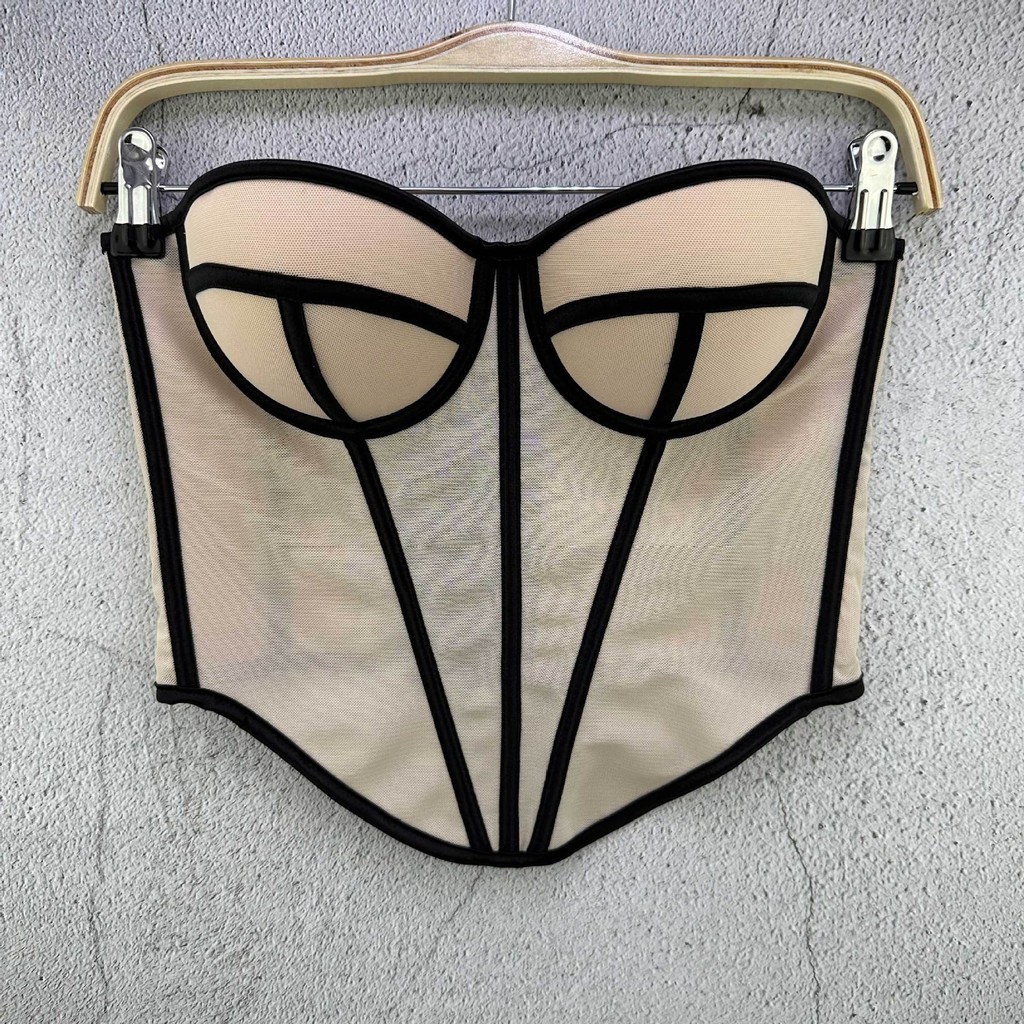 [Yourstyle]- ตาข่ายเสื้อกั๊กเสื้อวินเทจบางพอดีระบายอากาศอารมณ์ผู้หญิง Fishbone Bra เสื้อ