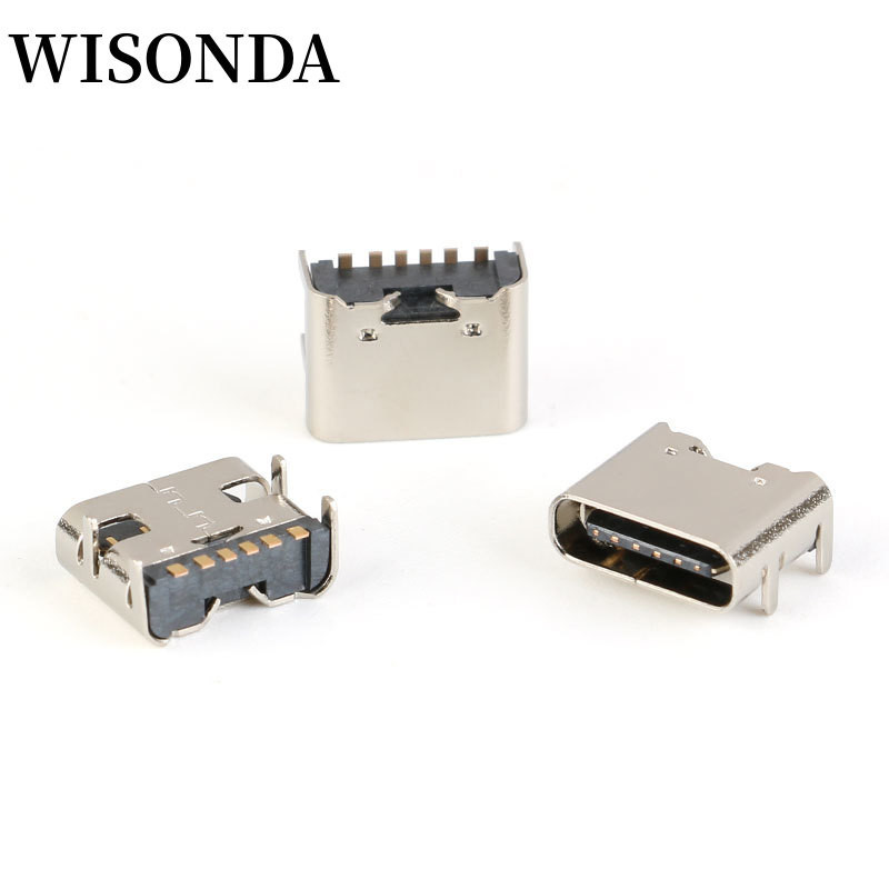ซ็อกเก็ตเชื่อมต่อ Micro USB Type C 3.1 ตัวเมีย SMD DIP 6 Pin SMT สําหรับ PCB 20 10 5 ชิ้น