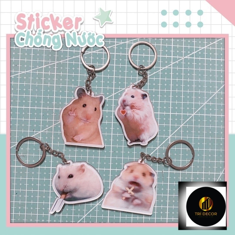 พวงกุญแจ Fun hamster meme - พวงกุญแจไมก้าสองด้าน