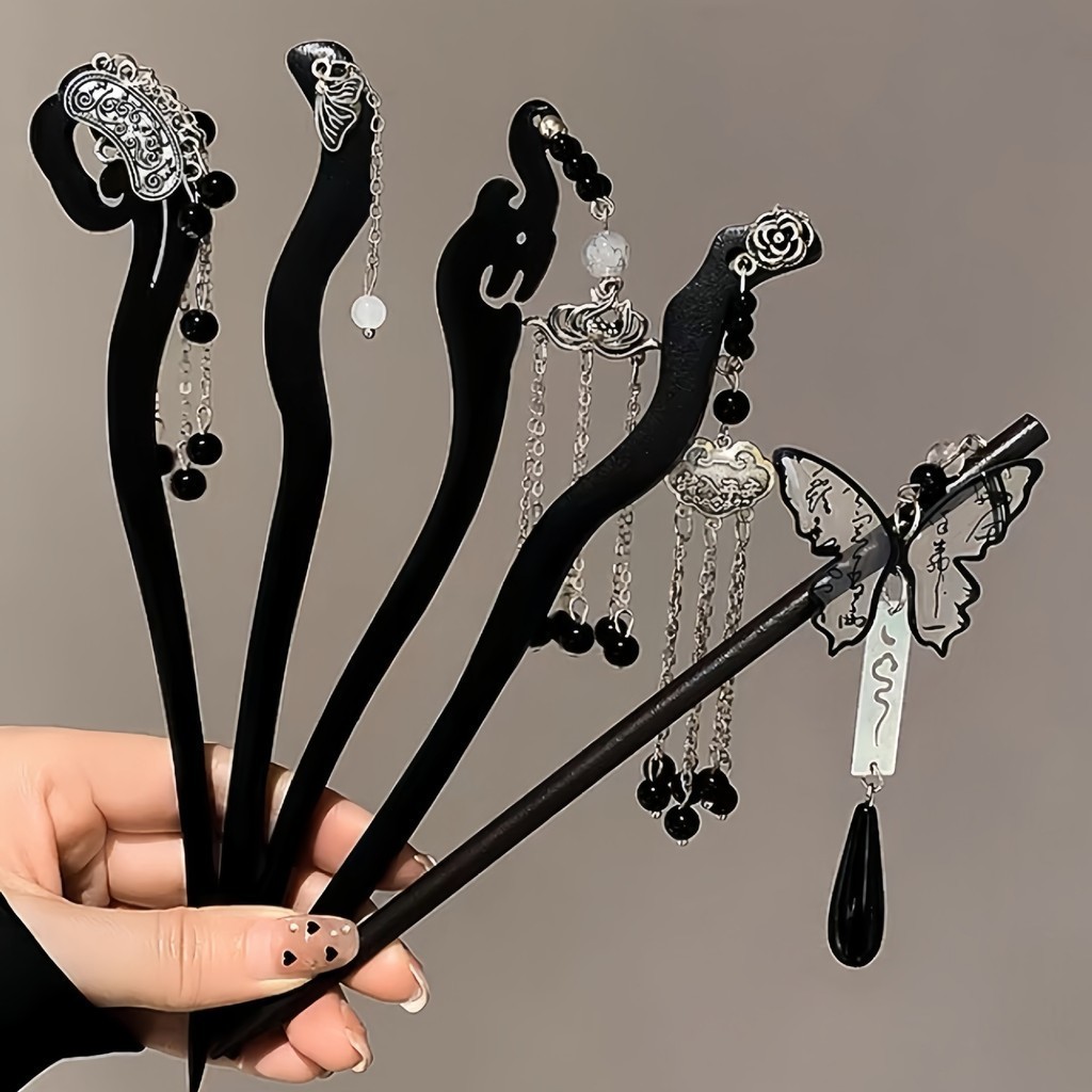 เครื่องประดับ กิ๊บติดผมไม้ ประดับพู่ แบบเรียบง่าย สไตล์จีน แฟชั่นวินเทจ สําหรับผู้หญิง