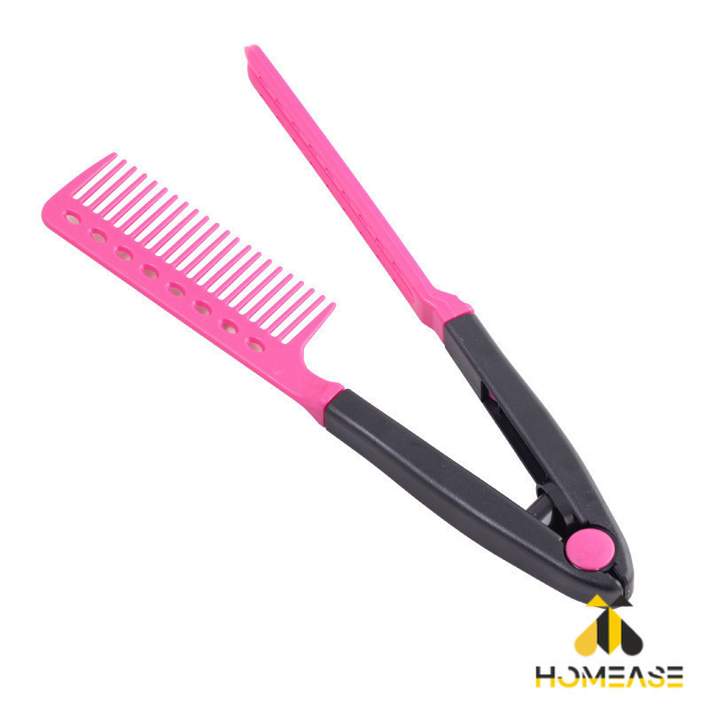 HA หวีหนีบผมตรง รูปตัว V แบบพกพา DIY 3สี แปรงหวีผมตรง hair straightening comb