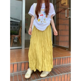 Suxi ใหม่แฟชั่นฤดูร้อน Maxi กระโปรงสไตล์เกาหลีจีบผู้หญิง Midi ความยาวกระโปรงทรงเอ 240421