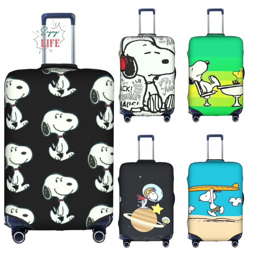 ของขวัญคริสต์มาส [จุด] Snoopy กระเป๋าเดินทางการ์ตูนตลกกระเป๋าเดินทางป้องกันส่วนบุคคล Thicken มีสไตล์ยืดหยุ่นพอดี 18-32 นิ้ว N828