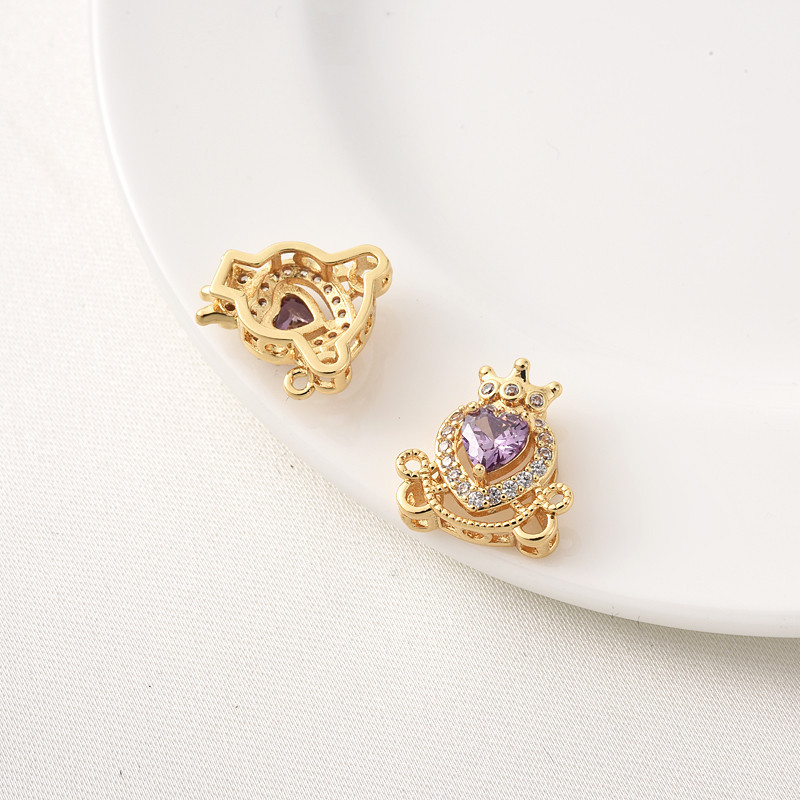 Spacer ลูกปัดทองแดงชุบ 14K ทองแท้ Micro-Inlaid Zircon Crown Four-Way Spacer ลูกปัด Handmade diy สร้อยข้อมือเงินตกแต่งวัสดุ - รูปที่ 6