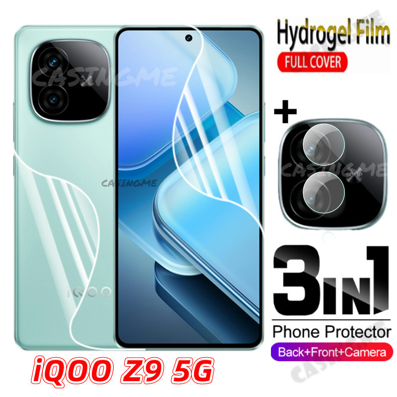 Iqoo Z9 5G 2024 Z9x 3in1 ฟิล์มไฮโดรเจลกันรอยหน้าจอ ด้านหลัง ไม่ใช่กระจกนิรภัย สําหรับ IQOO Z9 Z9x IQ