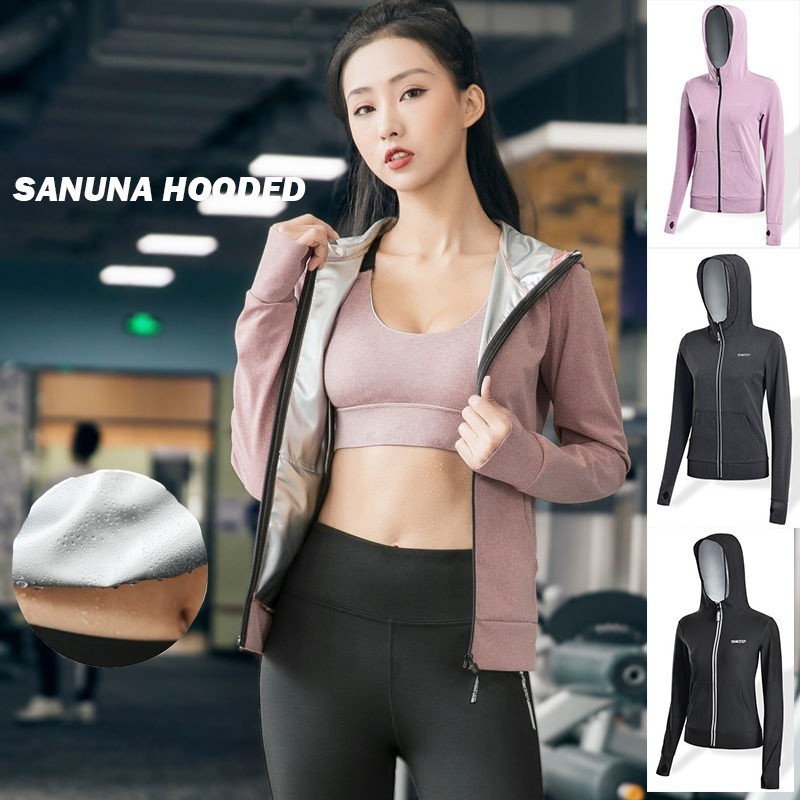 Le Runneraunaชุดเหงื่อสําหรับผู้หญิงfast Sweating Trackชุดซาวน่าSlimming Coatซิปวิ่งออกกําลังกายGym Anti-Ripชุดการเผาไหม้ไขมัน