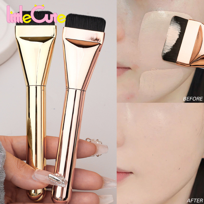 แปรงรองพื้นแบบบางพิเศษ-แปรงไฟเบอร์ด้ามยาว-มาส์กหน้าปลายคู่ ผู้สมัคร - แปรงคอนทัวร์หน้า - แปรงแต่งหน้าครีมรองพื้น - แปรงแต่งหน้าหัวแบน