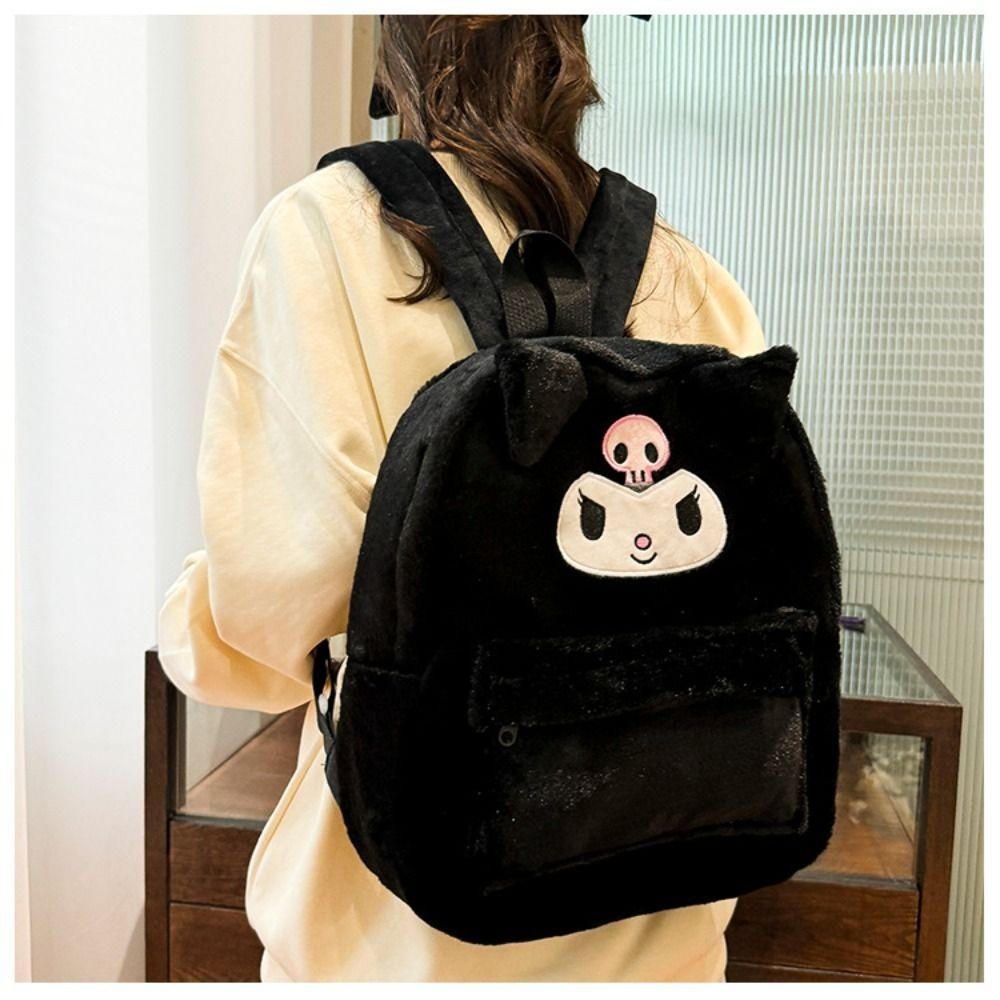 Hgougv656 กระเป๋าเป้สะพายหลังโรงเรียน, Hello Kitty Loopy Sanrio Plush กระเป๋าเป้สะพายหลัง, น่ารัก Cinnamoroll Capybara ความจุขนาดใหญ่ตุ๊กตาของเล่นกระเป๋านักเรียน