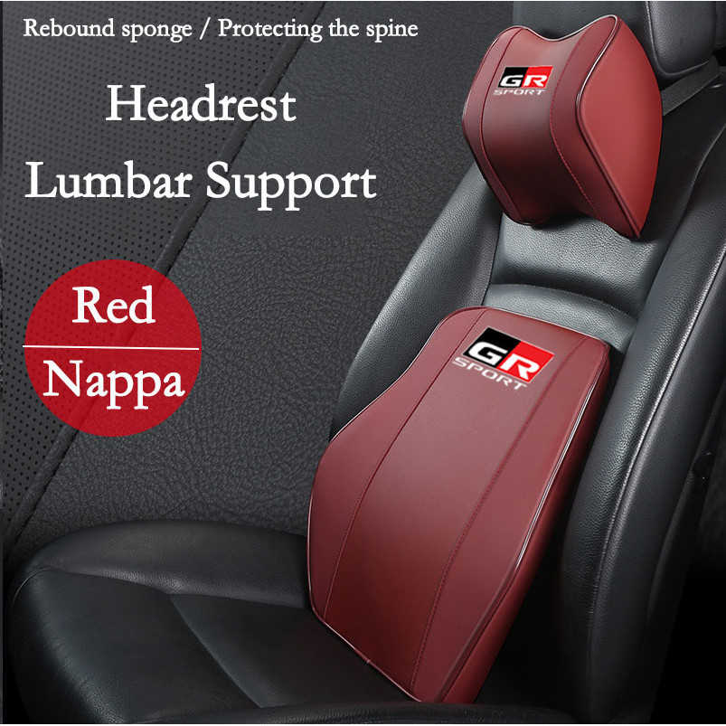 Toyota GR กีฬารถคอ Headrest หมอน Rest หัว Nappa เบาะหนังรถ Breathable Lumbar Support หมอนสําหรับ Gazoo Racing Vios Wigo Raize Veloz Fortuner Yaris Ativ Cross - รูปที่ 3