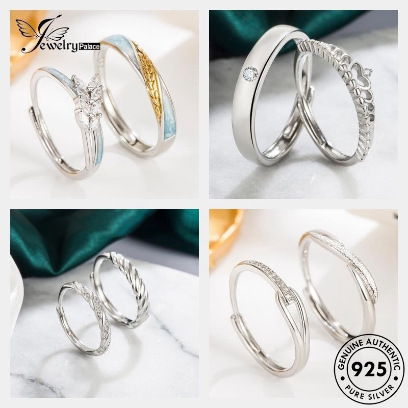JEWELRYPALACE JEWELRY แหวนปรับได้ แท้ เพชร คำสัญญาหมั้น แหวน คู่รัก 925 เงิน M153