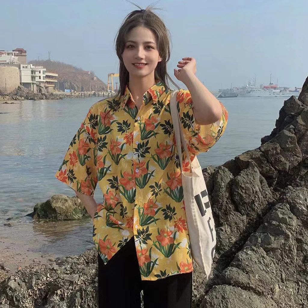 เสื้อเชิ้ตแขนสั้นลายดอก ผู้หญิง thumbnail 8