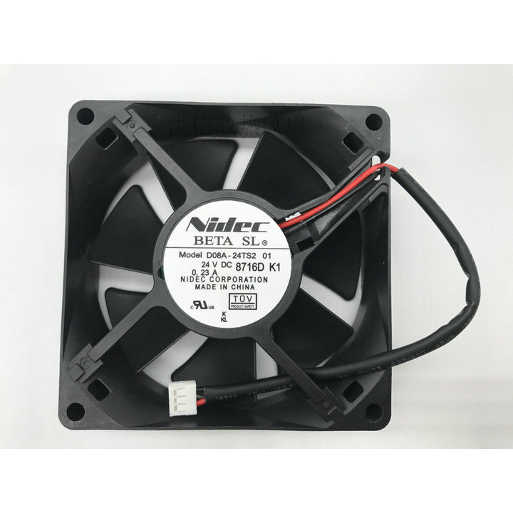 พัดลมอินเวอร์เตอร์ Nidec 8025 D08A-24TS2 01 24V 0.23 8 ซม./ซม.