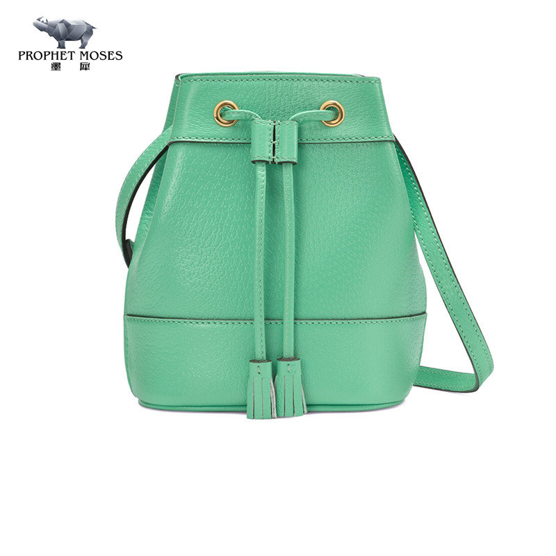Moxi GUCCI/Gucci 2023 New Women's Bag Ophidia Series Mint Green Leather Drawstring Fixed Mini Bucket Single Shoulder Cro