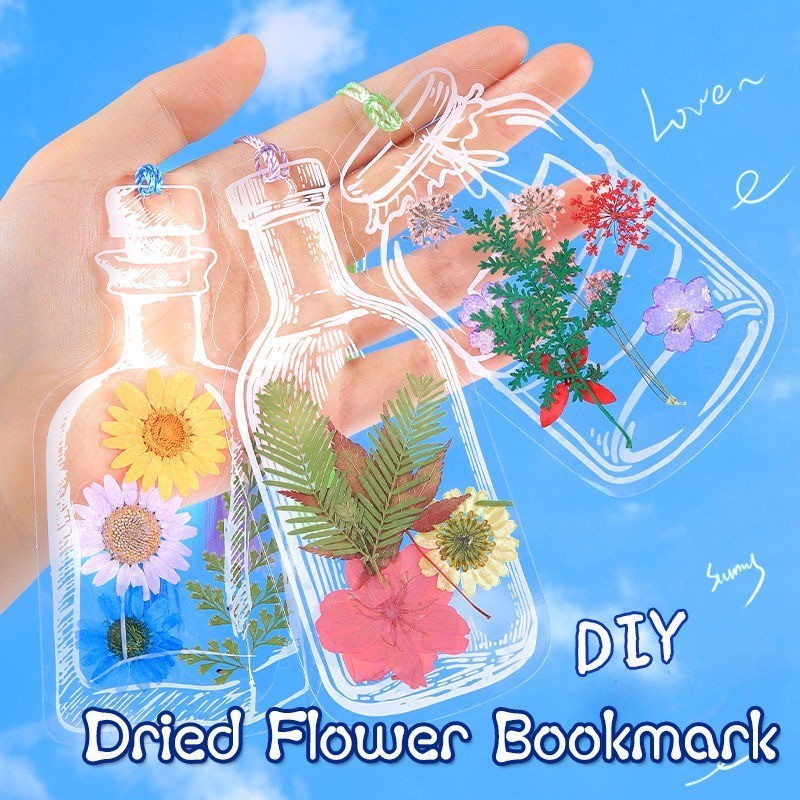 20 ชิ้นโปร่งใสดอกไม้แห้งบุ๊คมาร์ค DIY Herbarium Pressed ดอกไม้หน้าบุ๊คมาร์คคู่มือสติกเกอร์ดอกไม้หน้าคลิปตกแต่ง