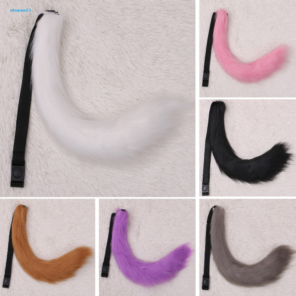 <COD>Faux Fox Tail หางแมวปลอม Soft Plush Fox Tail สําหรับคอสเพลย์ปรับเข็มขัดเหมาะสําหรับ Club Dance งานปาร์ตี้คุณภาพสูง Faux Fur เครื่องแต่งกาย Prop
