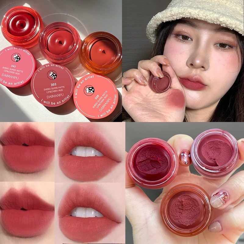 Daimanpu [ พร ้ อมแปรงทาปาก ] Heroine Paint Canned Lip Mud Lip Glaze Velvet Mousse Lipstick