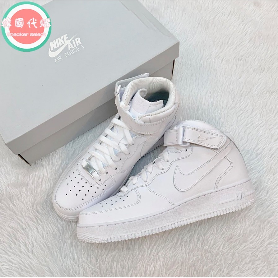 Nike AIR FORCE 1 All White Leather High-top Men 's Shoes