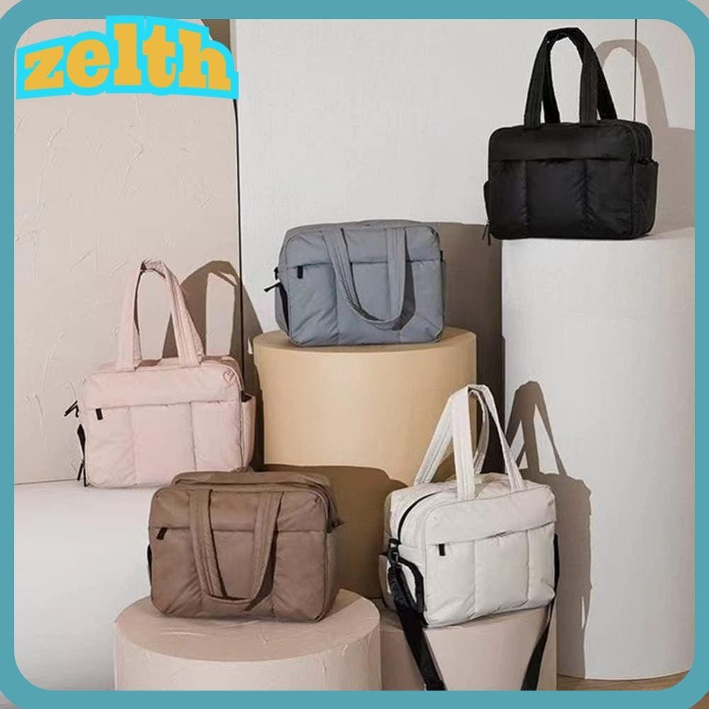 Zelth Travel Duffel Bag, Quilted Nylon Gym Tote Bag, Portable Weekender Bag with Shoe Compartment Large capacity Handbag Woman