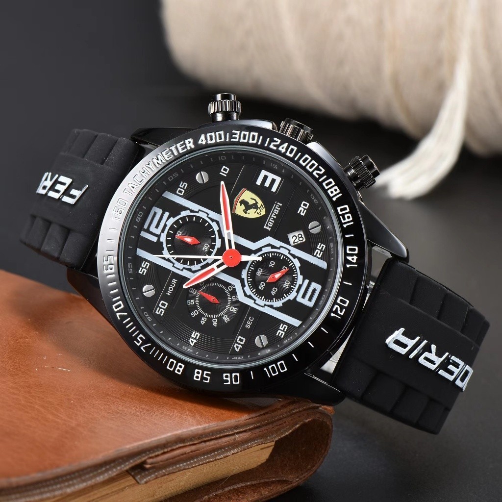 Ferrari Ferrari Stainless Steel Case Leather Strap Fashion Elegant Business Men 's Watch Rui Watch ys